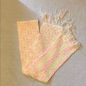 Pink and yellow winter scarf